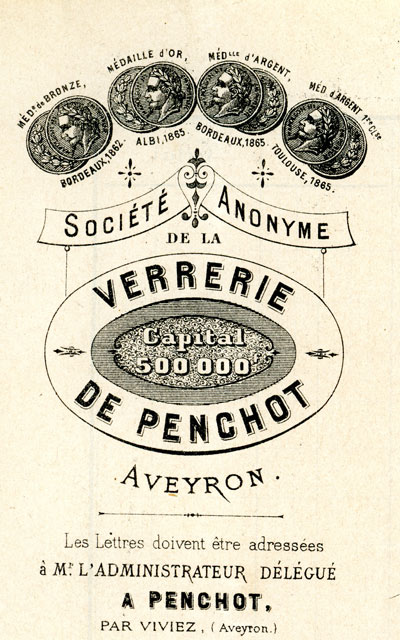 Entete verrerie de pencgot 1890